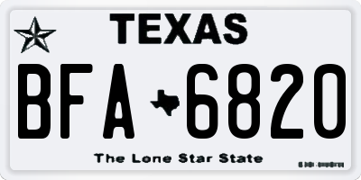 TX license plate BFA6820
