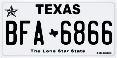 TX license plate BFA6866