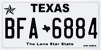 TX license plate BFA6884