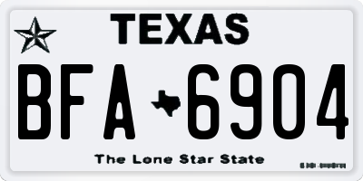 TX license plate BFA6904