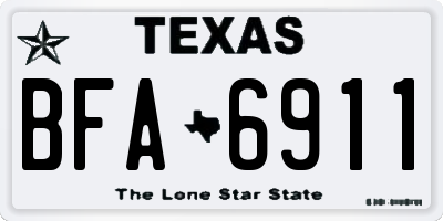 TX license plate BFA6911
