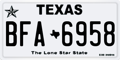 TX license plate BFA6958