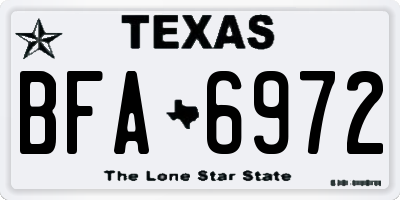 TX license plate BFA6972