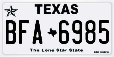TX license plate BFA6985