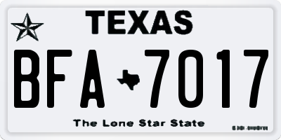 TX license plate BFA7017