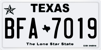 TX license plate BFA7019