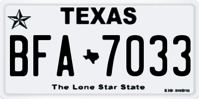 TX license plate BFA7033