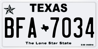 TX license plate BFA7034
