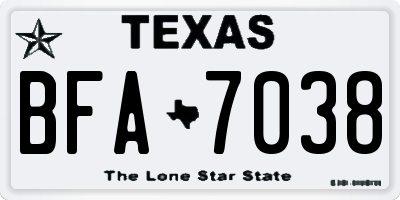 TX license plate BFA7038