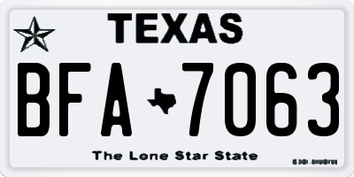 TX license plate BFA7063
