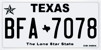 TX license plate BFA7078