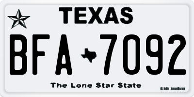 TX license plate BFA7092