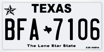 TX license plate BFA7106
