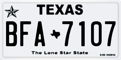 TX license plate BFA7107