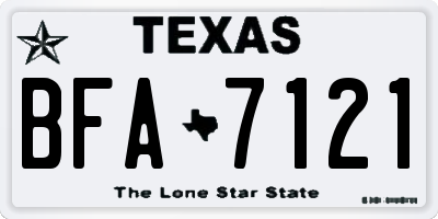 TX license plate BFA7121
