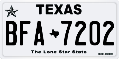 TX license plate BFA7202