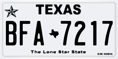 TX license plate BFA7217