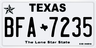 TX license plate BFA7235