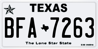 TX license plate BFA7263