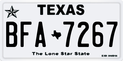 TX license plate BFA7267