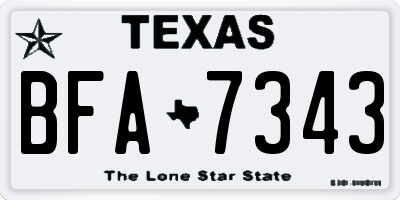 TX license plate BFA7343