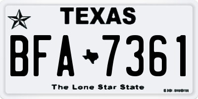 TX license plate BFA7361