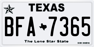 TX license plate BFA7365
