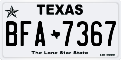 TX license plate BFA7367