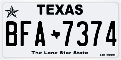 TX license plate BFA7374