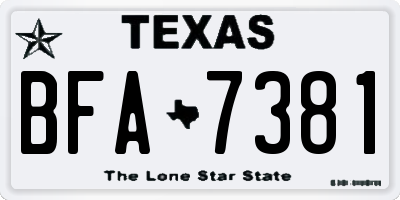 TX license plate BFA7381