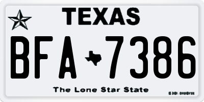 TX license plate BFA7386