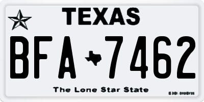 TX license plate BFA7462
