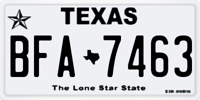 TX license plate BFA7463