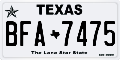 TX license plate BFA7475