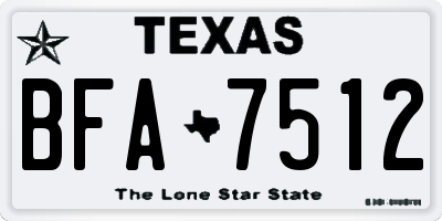 TX license plate BFA7512