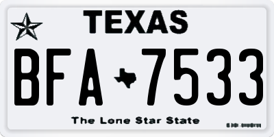 TX license plate BFA7533