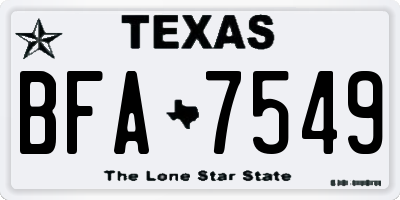 TX license plate BFA7549