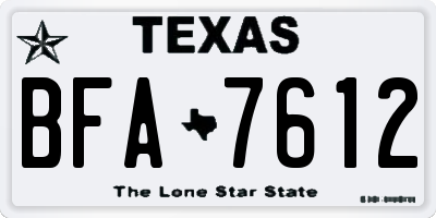 TX license plate BFA7612