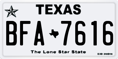 TX license plate BFA7616