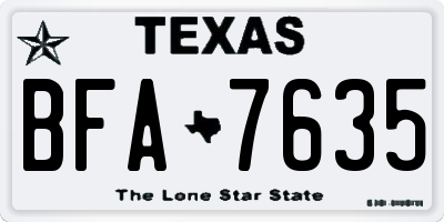 TX license plate BFA7635