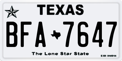 TX license plate BFA7647