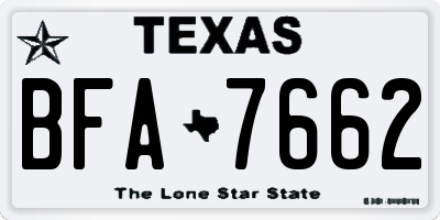 TX license plate BFA7662