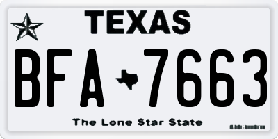TX license plate BFA7663