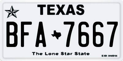 TX license plate BFA7667