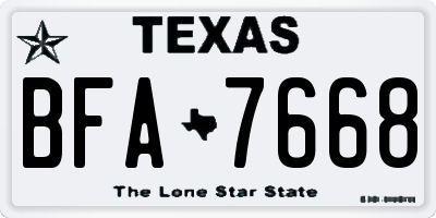 TX license plate BFA7668