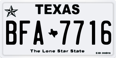 TX license plate BFA7716
