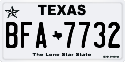 TX license plate BFA7732