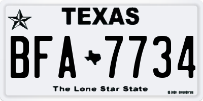TX license plate BFA7734