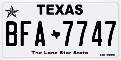 TX license plate BFA7747
