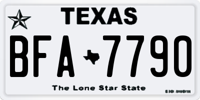 TX license plate BFA7790